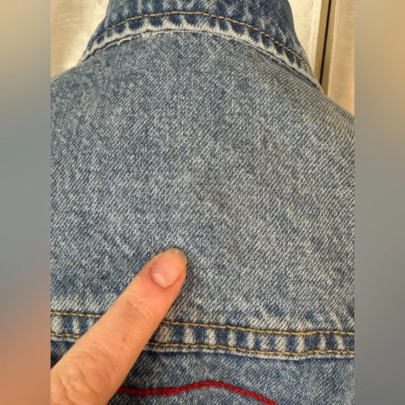Old Navy Blue Jean Jacket with Colorful Embroidery - Picture 7 of 9